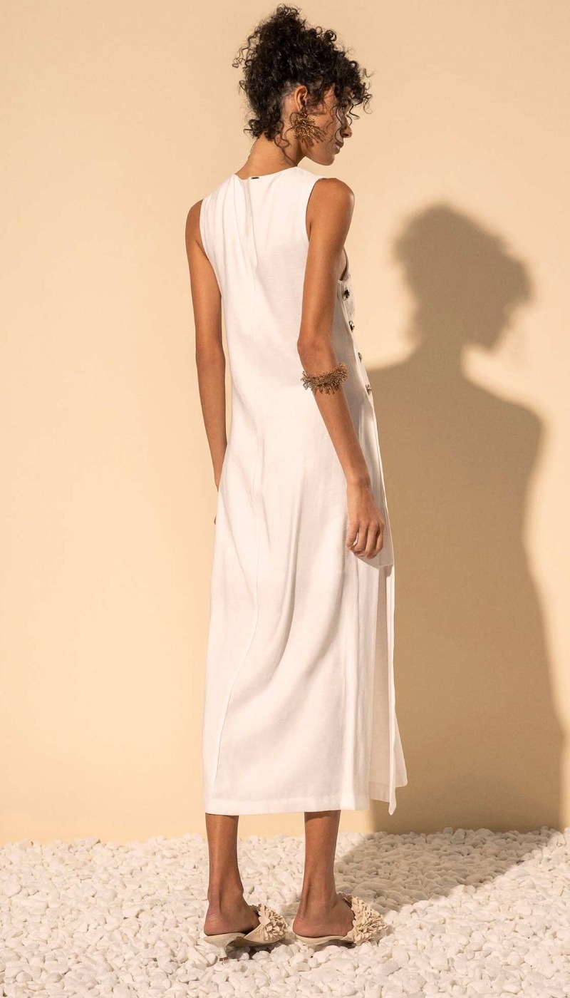 Vestido Ch Com Botes Laterais Lez a Lez